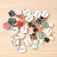 10pcs Cartoon Animal Cat Charms Enamel Dog Footprint Charms Pendants for Jewelry Making Earrings Necklaces DIY Crafts Supplies