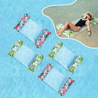 Inflatable Floating Raft New Pool Hammock Foldable Fresh Green Leaf Water Clip Net Lounge Chair Inflatable Floating Bed Swimming