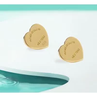 Titanium Steel Personality Earrings, Electroplated Heart & Geometric Shapes, European Chic Style, Women's Lightweight Jewelry