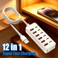 12 in 1 USB Type C Adapte Socket,Mobile Phone Charging Station,USB Docking Station For Cellphone Computer,USB Universal Expander
