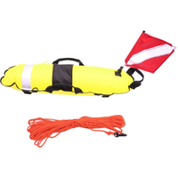 210D Nylon Inflatable Buoy for Fishing Diving and Hunting with 25m Rope Small Flag and Reflective Safety Accents