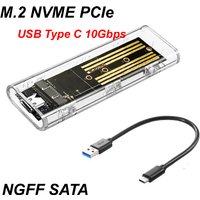 M.2 NVME PCIe/NGFF SATA SSD Case Transparent External Enclosure USB Type C 3.1 10Gbps M2 B+M Key/M Key For 4TB SSD Hard Disk Box