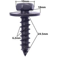 Vis hexagonale auto-perçante M6 pour garde-boue de voiture, 50 pièces, 6.2mm