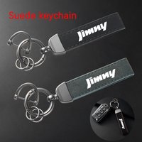 For Suzuki Jimny JB23 JB33 JB43 Emblem Accessories High-Grade Leather Suede Keychain Car Sport Key Ring With Horseshoe Buckle