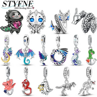 Dragon Series Charms 925 Silver Pterosaur Tyrannosaurus Chameleon Charm Pendant Fit Original Bracelet DIY Making Jewelry