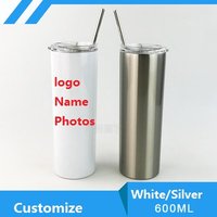 DIY 600ML 20 OZ Customize Tumbler Thermos Photo LOGO Colorful Printing Stainless Steel Vacuum Coffee Juice Tea Milk Summer Gift