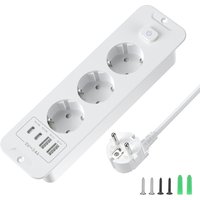 7-in-1 Ultra-Thin Embedded Socket with Switch, 2USB-A+2USB-C, 20W Fast Charging, Overvoltage Protection, for Office and Home Use