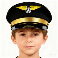 Children Captain Hat Cosplay Aviation Cap Navy Party Costume Police Sailors Caps Performance Captain Hat with Badge Unisex 1PC