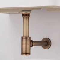 Brass Modern Round Bottle P trap 1 1/4, Sink Drain Pipe P trap Kit Antique with Pop up Drain