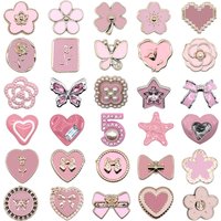 1/30Pcs Pink Acrylic Shoe Charms for Clogs, Heart, Bowknot, Butterfly DIY Accessories for Women & Teens Shoe Decorations Gifts