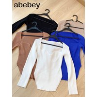 Square Collar Knitted Pullover Women Spring Autumn Sweater Winter TopsLong Sleeve Woman Sweaters For Women Black White Jumper