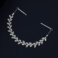 Luxury Bridal Headband Wedding Hair Accessories Leaf Shaped Crystal Hairband With Clip Prom Princess Tiaras Fashion Headpiece