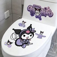 Sanrio Kuromi Toilet Stickers, Cute Cartoon Bathroom Decals, Waterproof Removable Wall Stickers for Toilet Seat & Home Decor