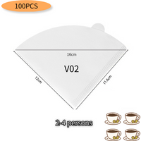 50/100pcs V-Shaped Disposable Coffee Filter Paper Bags Eco-Friendly Coffee Brewing Filters Hourglass Design for Coffee Supplies