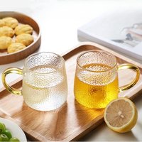 350ml/400ml Rose Glass Cup with Handle Household Breakfast Cup for Juice Coffee Clear Mug Cute Tea Milk Cup Glass Goblets