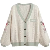 Betty's Garden Cardigan with Floral Embroidered Folklore Patch Cosy Knitted Sweater TS Cardigan Folklore Women TayTay Fan-made