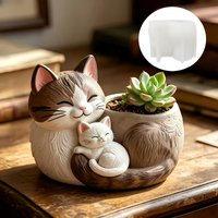 Cat and kitten succulent plant flowerpot resin silicone mold cat family shape candle cup gypsum mold Halloween Christmas gift