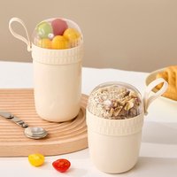New 320ml/520ml Breakfast Cups Seal Handheld Yogurt Bowl Reusable with Spoon Salad Cup for Oatmeal Cereal Nut Yogurt