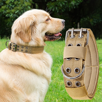 Outdoor Adjustable Military Dog Collar Traction Rope Metal D-Ring and Buckle Working Dog Collar Five-Level for Medium and Large