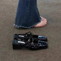 Retro Style Summer Thick Heel Women Sandals Fashion Square Toe Singbacks Shoes Ladies Elegant Party Dress Sandalias