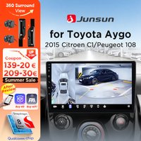 Junsun Android Auto Autoradio für Toyota Aygo, Peugeot 108, Citroen C1 2014~2021, Multimedia, kabelloses CarPlay, SWC, GPS-Navigation, 360°-Kamera, integrierte Cloud, eSIM, 4G