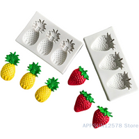 3 Cavities Pineapple Strawberry Silicone Sugarcraft Mold Resin Tools Cupcake Baking Mould Fondant Cake Decorating Tools