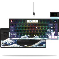 Wired Mechanical Gaming Keyboard with OLED Display Full Key Hot-Swappable Pudding RGB Backlit Keyboard for PC Computer Laptop
