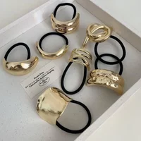 Hot Korean Fashion Metal Irregular Double-Layer Hair Bands Rope Women Headband Elastic Hairband Ponytail Holder Hair Accessories