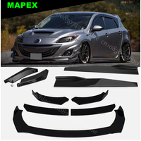 For 2004-21 Mazda 2 3 5 Front Bumper Lip Splitter Spoiler Side Skirt Body Kit Glossy Black