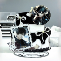 Sweet Birthday Cake 3-in-1 Acrylic Goods Display Set, Magnetic Badge Holder + Photocard Frame + Spoon/Fork Props for Collection