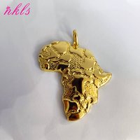 Fashion Map of African Pendant Gold Color Hip Hop Women Men Popular Necklace Pendant Luxury Stainless Steel Copper Chain Jewelry