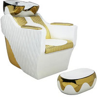 White & Gold High Quality Hot Sale Shampoo Bed Sink Backwash Unit Hair Washing Hairdressing Bowl and Salon Shampoo Chair