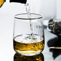 Gold Rim Water Glasses Clear Glass Cup Milk Juice Soda Beer Wine Cup Glass Cocktail Cup Home Party Drinking Glasses Drinkware