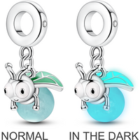 925 Sterling Silver Charms Bead CZ Zircon Luminous Firefly Dangle Fit Original Bracelet DIY Women Jewelry Gift