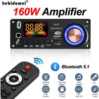 Bluetooth 5.1 DIY 160W Amplifier MP3 Decoder Board 12V 6.5mm Microphone FM Radio TF USB Car Audio Music Record Player Speakers