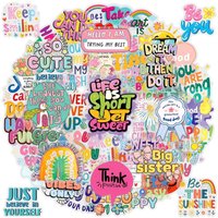 50Pcs Colorful Inspirational English Stickers Waterproof PET Graffiti Decals for Luggage Planner RecordingYourLife Store