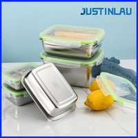 JUSTINLAU 5 Sizes Fresh-keeping Box 304 Stainless Steel Leak Proof Lunch Box Fruit Yogurt Boxs Bento Use Refrigerated Container