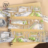 JIANWU 60mm*5m Vintage Plant Railway Station Landscape Material Collage Scrapbooking PET Tape Creative DIY Journal Stationery
