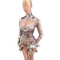 Glamorous Sequin Birthday Party Stage Dress Women's Celebrity Night Club Waist Glam Skirt Performance Evening Gown Glam Dresses