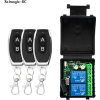2CH 12V/24V 6-30V 85V-265V433MHz Relay Remote Switch + Two Keys Keyfob for Garage Door Opener Light Curtain Motor