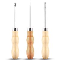 Leather Sewing Kit DIY Leather Sewing Awl Needle With Copper Handle Set Leather Canvas Tent Shoes Repairing Tool Nylon Thread