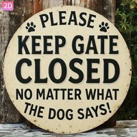 2D Flat "Please Keep The Door Closed No Matter What The Dog Says" Retro Wall Decor Aluminum Sign ,Perfect for Home Decor