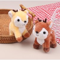 1PCS Plush Sika Deer Keychain Pendant Soft Stuffed Animal Cute Bag Charm for Girls Purse Car Key Decor Present