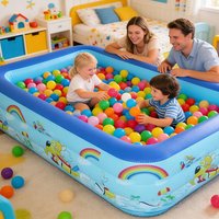 Inflatable Swimming Pool Rectangle Safe Landing Inflating Kids Pool For Backyard For Students Girls Children Parents Backyard