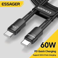 Essager 60W USB Type C To USB C Cable USB-C PD Fast Charging Charger Wire Cord For Macbook Samsung Xiaomi Type-C USBC Cable 3M