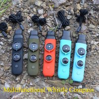 Outdoor Multi-functional 7-in-1 Whistle Compass Survival Whistle Compass Life-saving Whistle with LED Light Thermometer Compass