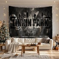 Epic Linkin Park Tapestry with Iconic Band Silhouettes and Album Titles, Perfect for Fans and Ideal for Adding a Rock and Roll