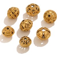10pcs Stainless Steel Hollow Loose Beads For Jewelry Making DIY Round Ball Bead Bracelet Beads Jewelry Supplies Findings Bulk