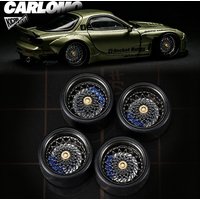 Carlomo 1/64 Alloy Series S-1 Wheel Bearings Ultra Smooth Rolling 9.5mm with Tires for Tomica Modified Car Model (4pcs 1set)