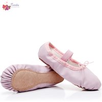 Girls Dance Slippers Toddler Soft PU Leather Ballet Flats Shoes Full Sole Tied Yoga Gymnastics Stage Practice Ballerina Shoes